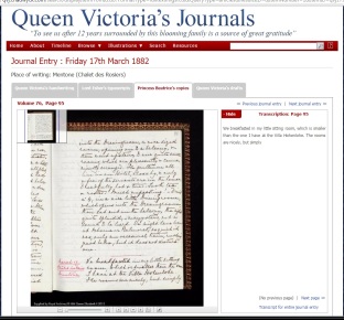 Queen Victoria's Journal entry: Friday, March 17 1882 Partial transcription: 