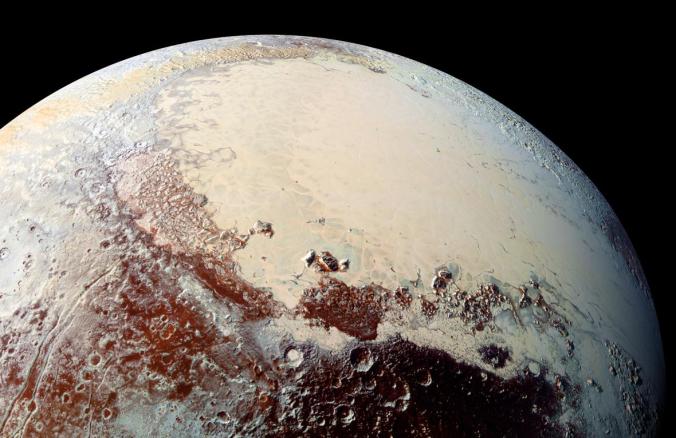 Another New Horizons image of Pluto, taken by "Ralph"--the multispectral visual imaging camera that was named (along with imaging spectrometer, Alice) after the main characters in 1950s sitcom, the Honeymooners.